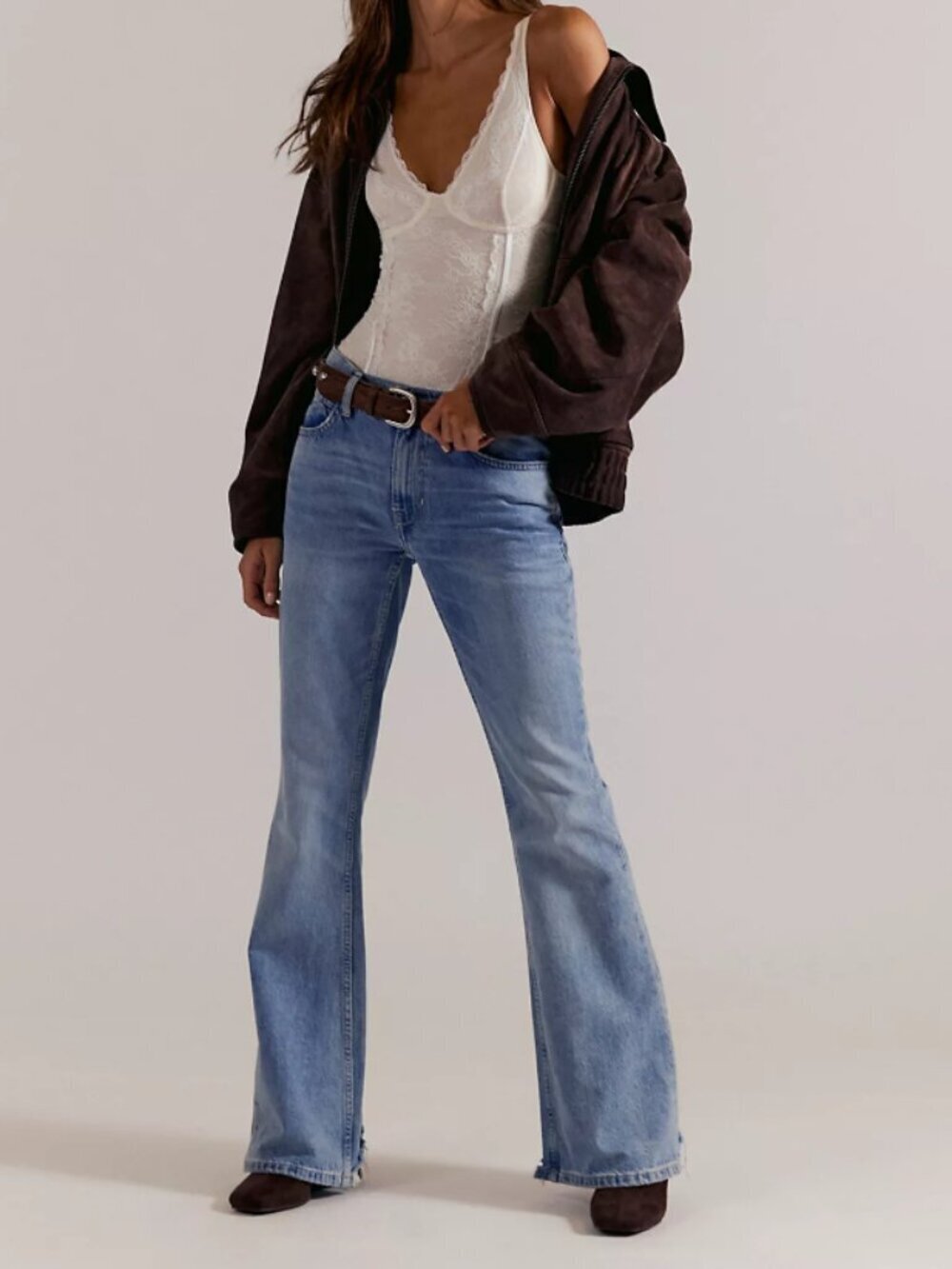 NWT Free People West Coast Relaxed Flare Jeans in Dodger Short